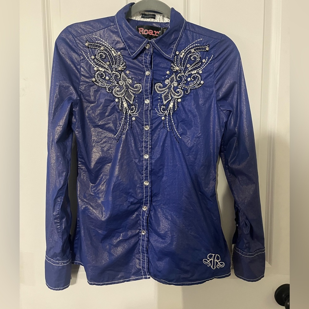Roar  Embellished Snap-Front Shirt